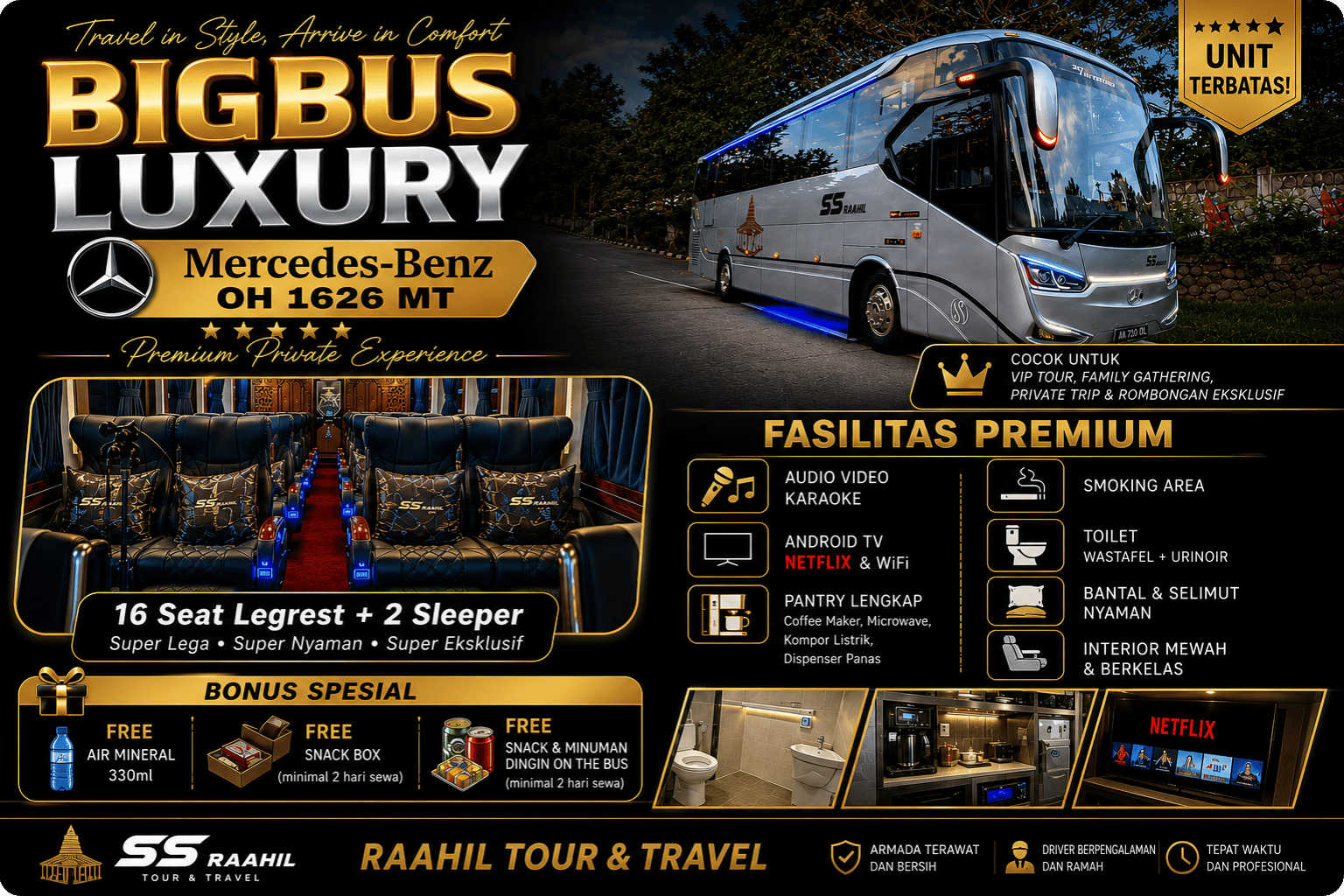 Sewa bus & paket wisata THE RAAHIL TOUR AND TRAVEL