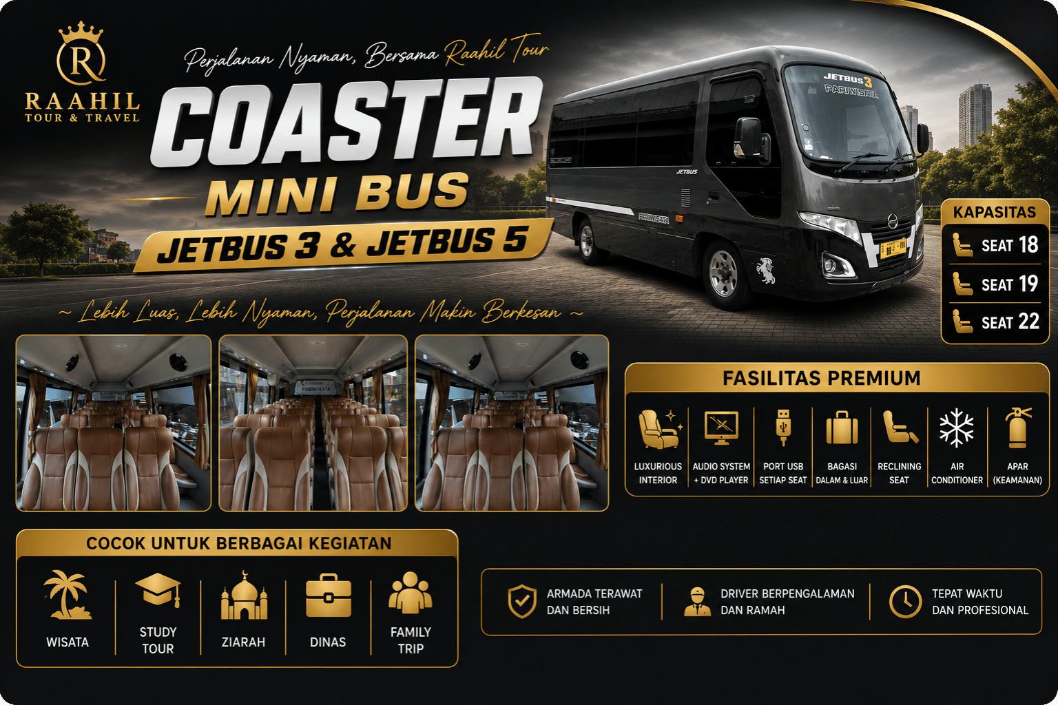 Sewa bus & paket wisata THE RAAHIL TOUR AND TRAVEL